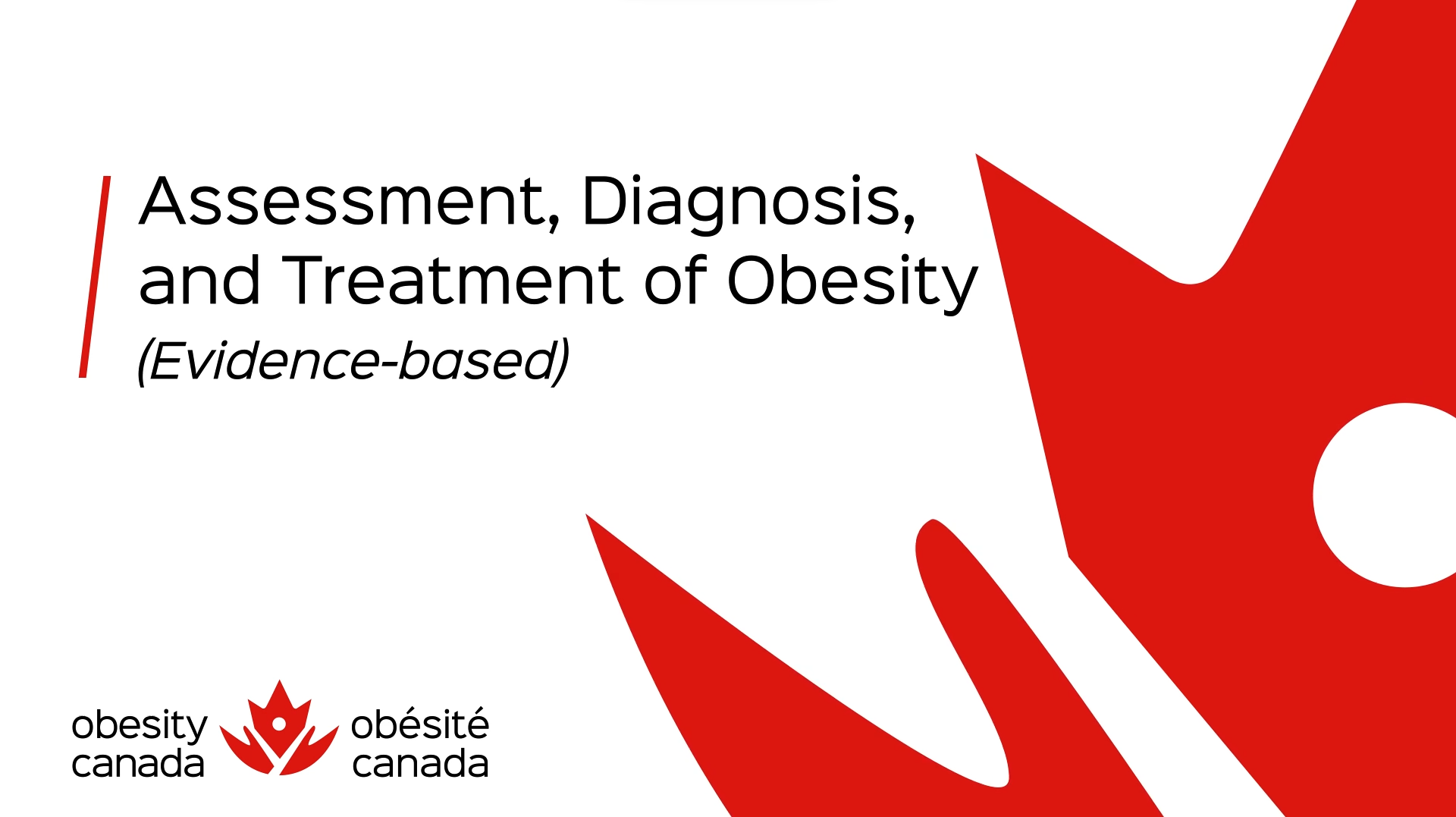 Slide displaying the text "Opening the Conversation with Patients" with red abstract design and Obesity Canada logo.