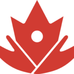 Red stylized logo featuring a central circle with pointed shapes radiating outward, resembling petals or leaves.